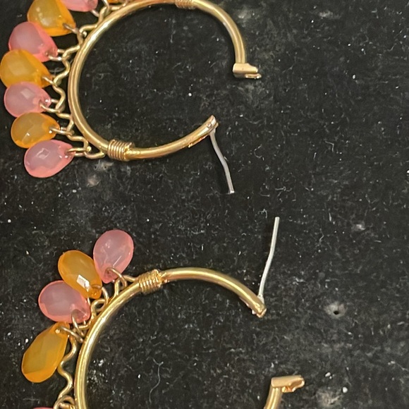 1.75” gold plated hypoallergenic Cleopatra open hoop latch back earrings - Picture 8 of 12